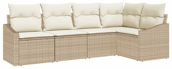 Kanapé Szett 5 db Bézs polirattan