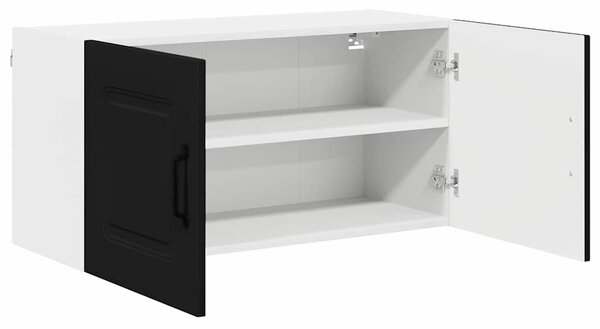 Fali konyhaszekrény polcokkal Fekete 80 x 31 x 40 cm Faanyag