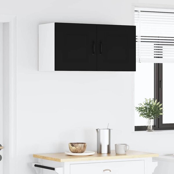 Fali konyhaszekrény polcokkal Fekete 80 x 31 x 40 cm Faanyag