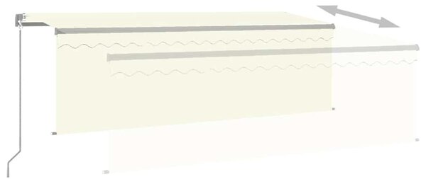 Krémszínű LED-es kézzel kihúzható napellenző redőnnyel 4 x 3 m