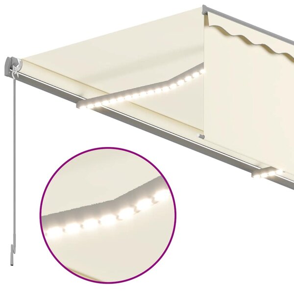 Krémszínű LED-es kézzel kihúzható napellenző redőnnyel 4 x 3 m