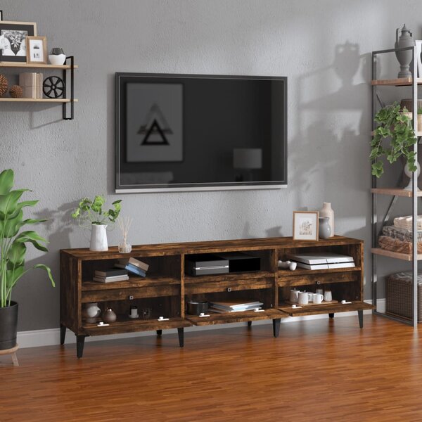 Füstös tölgy színű szerelt fa TV-szekrény 150 x 30 x 44,5 cm