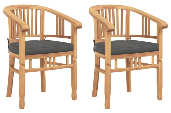 Szék párnával 2 pcs Barna 63 x 58 x 89 cm Tömör Teakfa