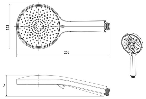 Sapho Sapho, Kézi masszázs zuhany, 4 üzemmód, szilikon fúvókák, 123 mm átmérő, króm, 1204-10