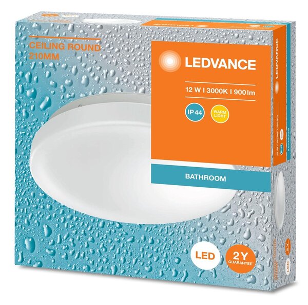 LEDVANCE LEDVANCE, Fürdőszobai mennyezeti lámpa, ø 210mm, 900lm, 12W, 3000K, IP44, AC464780055