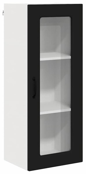 Fali konyhaszekrény polcokkal Fekete 40 x 31 x 100 cm Faanyag
