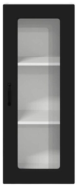 Fali konyhaszekrény polcokkal Fekete 40 x 31 x 100 cm Faanyag