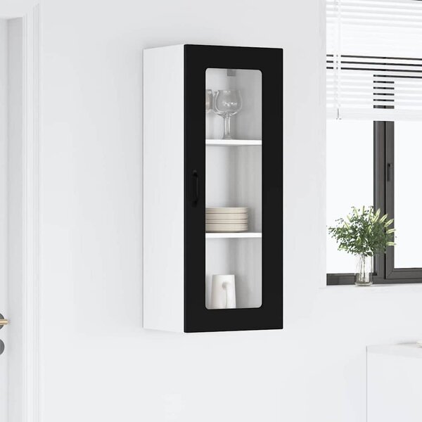 Fali konyhaszekrény polcokkal Fekete 40 x 31 x 100 cm Faanyag