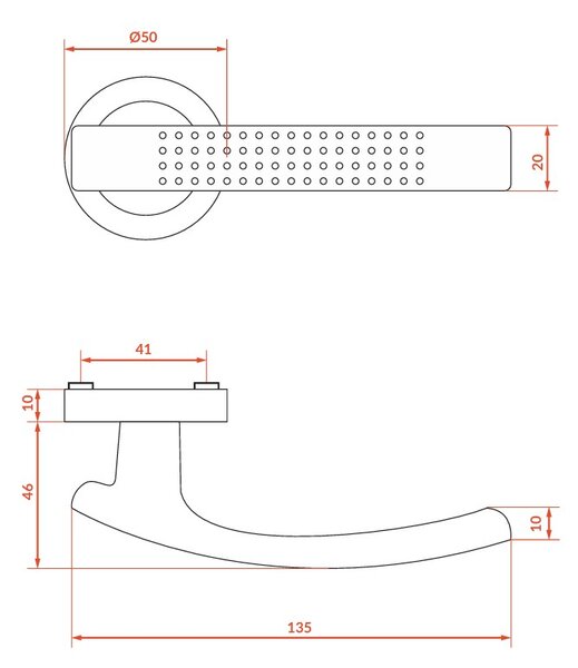 Kuchinox Standard, ajtókilincs, szatén, LAV-KST_300A