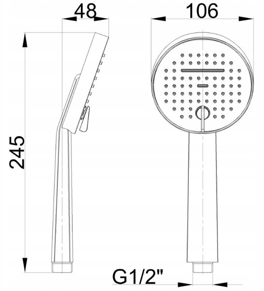 Invena Gabro, 1 pontos kézi zuhany szett, 2 funkció, króm, INV-AU-3P-M01-V