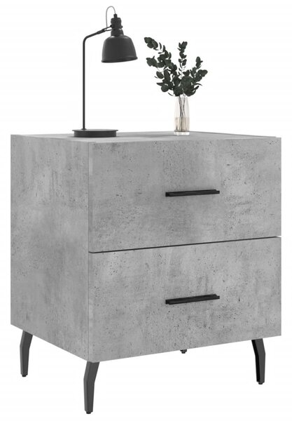 Betonszürke szerelt fa éjjeliszekrény 40 x 35 x 47,5 cm