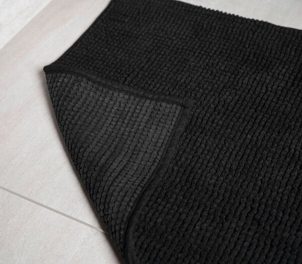 BISK Erga Basic, fürdőszobaszőnyeg 80x50 cm, 6-os modell Chenille Rolled, fekete, ERG-08686