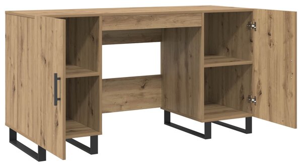 Asztal polcokkal kézműves tölgy 140 x 50 x 75 cm Faanyag