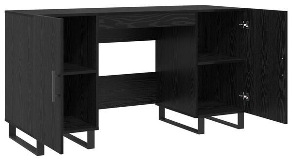 Asztal polcokkal tárolóval Musta tammi 140 x 50 x 75 cm Faanyag