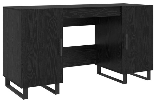 Asztal polcokkal tárolóval Musta tammi 140 x 50 x 75 cm Faanyag