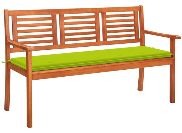 3 személyes tömör eukaliptuszfa kerti pad párnával 150 cm