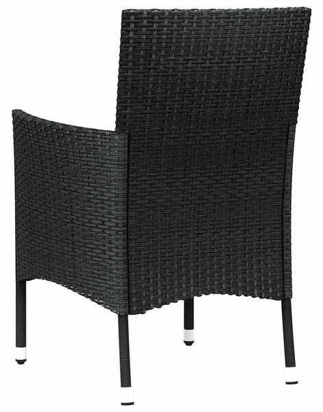 2 db fekete polyrattan kerti szék párnákkal