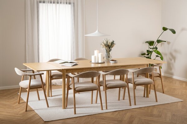 MAZZONI EXPORT PACIFIC Természetes Tölgy 200x100 (+2 db 50 cm-es bővítőlap) – FA ASZTAL BOHO/SKANDINÁV STÍLUSBAN, BŐVÍTHETŐ EGÉSZEN 300 cm-IG!