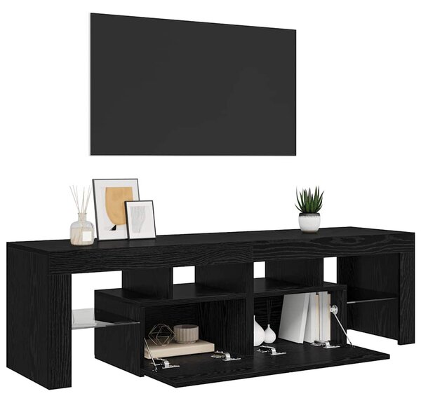 Fekete tölgy szerelt fa TV-szekrény LED-ekkel 140x36,5x40 cm