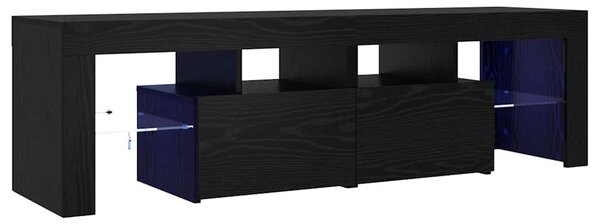 Fekete tölgy szerelt fa TV-szekrény LED-ekkel 140x36,5x40 cm