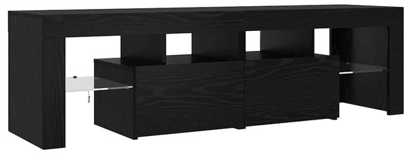 Fekete tölgy szerelt fa TV-szekrény LED-ekkel 140x36,5x40 cm