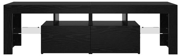 Fekete tölgy szerelt fa TV-szekrény LED-ekkel 140x36,5x40 cm
