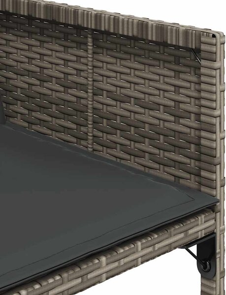 15 részes szürke polyrattan kerti étkezőgarnitúra párnákkal