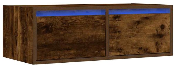 TV szekrény LED világítással füstölt tölgy 75x35,5x25 cm