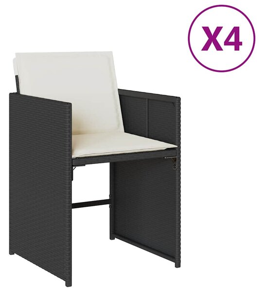 4 db fekete polyrattan kerti szék párnával