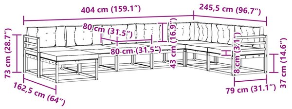 Kültéri kanapé szett párnával 8 pcs Természetes és antracit