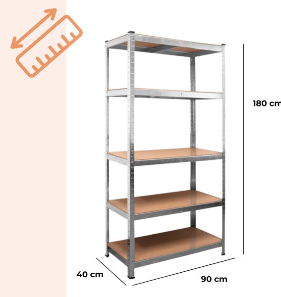 Jurhan HEAVY nagy teherbírású polc, max 875kg, 90x40x180cm, ezüst