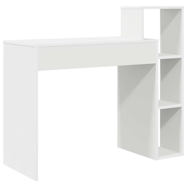Asztal polcokkal tárolóval Fehér 100 x 40 x 90 cm Faanyag