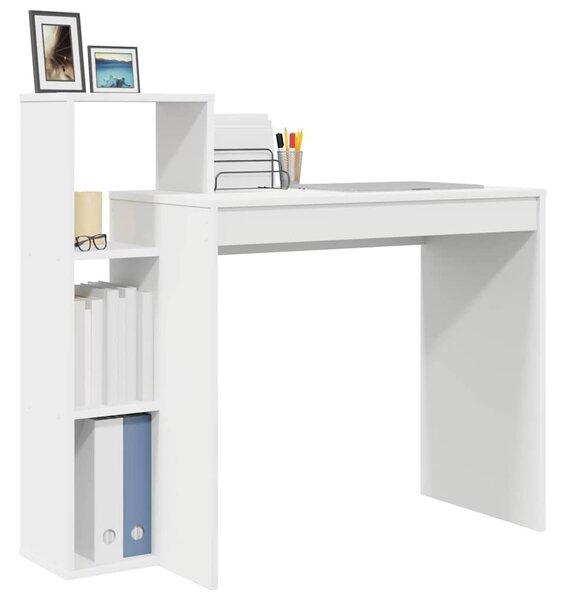 Asztal polcokkal tárolóval Fehér 100 x 40 x 90 cm Faanyag