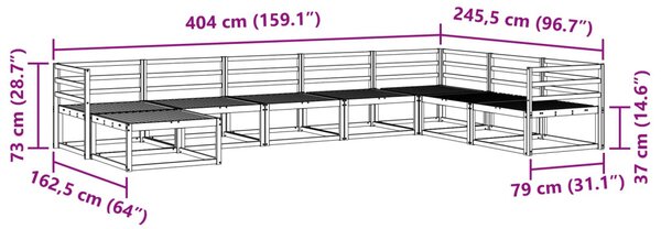 Kültéri kanapé szett 8 pcs Természetes Tömör Akácfa