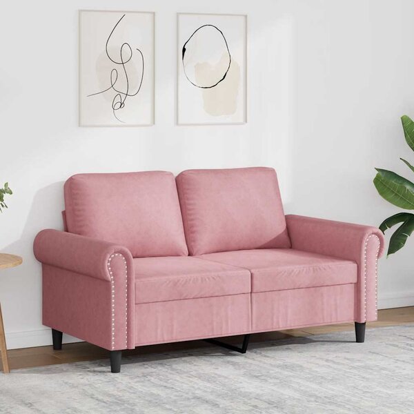 Kétszemélyes rózsaszín bársony kanapé 120 cm