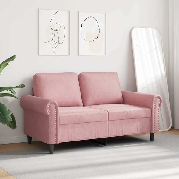 Kétszemélyes rózsaszín bársony kanapé 120 cm