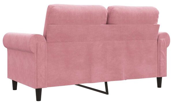 Kétszemélyes rózsaszín bársony kanapé 120 cm