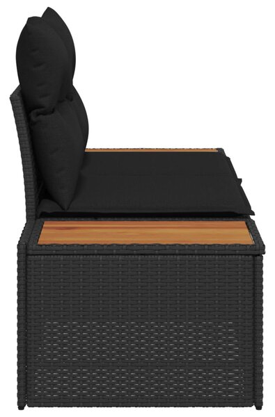 Kerti kanapé Fekete 184 x 62 x 85cm polirattan