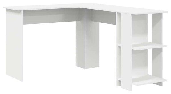 Sarokasztal tárolóval Fehér 140 x 113.5 x 75 cm Faanyag