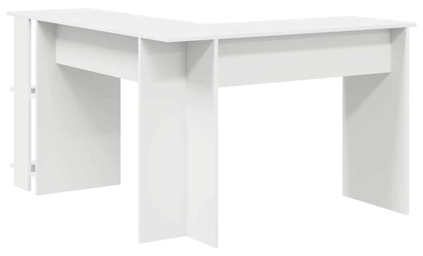 Sarokasztal tárolóval Fehér 140 x 113.5 x 75 cm Faanyag