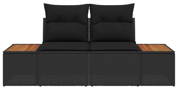 Kerti kanapé Fekete 184 x 62 x 85cm polirattan
