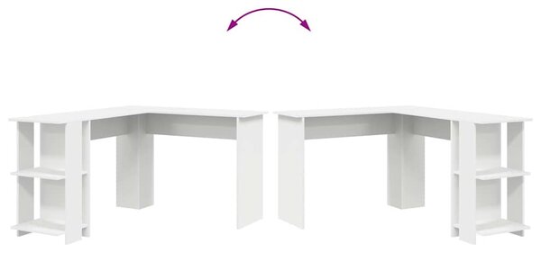 Sarokasztal tárolóval Fehér 140 x 113.5 x 75 cm Faanyag