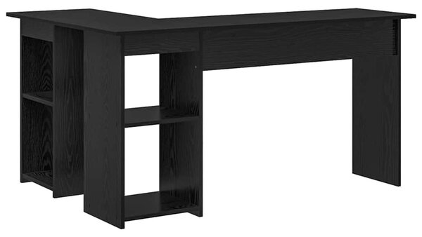 Asztal polcokkal Musta tammi 142 x 102 x 73 cm Faanyag