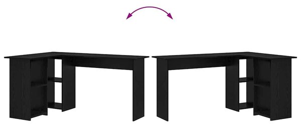 Asztal polcokkal Musta tammi 142 x 102 x 73 cm Faanyag
