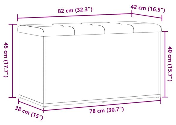Kézműves tölgyfa tárolópad 82 x 42 x 45 cm redőzött fa