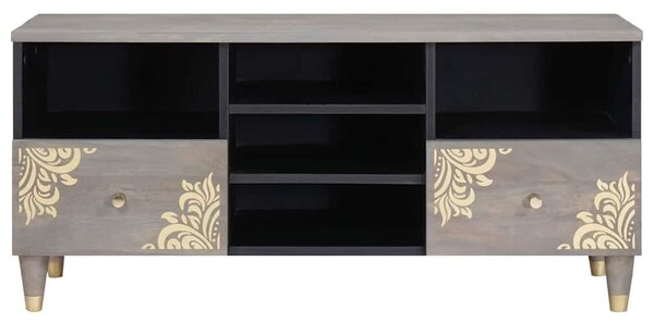 TV szekrény fiókkal Szürke 100 x 33 x 46 cm Tömör Mangófát