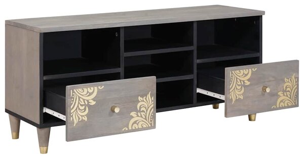 TV szekrény fiókkal Szürke 100 x 33 x 46 cm Tömör Mangófát
