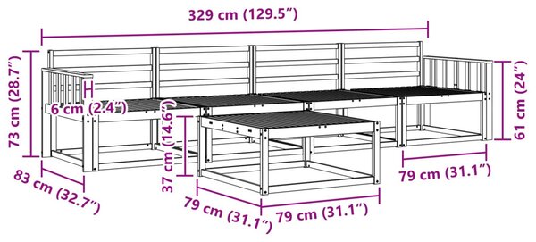 Kültéri kanapé szett 5 pcs Természetes Tömör Akácfa