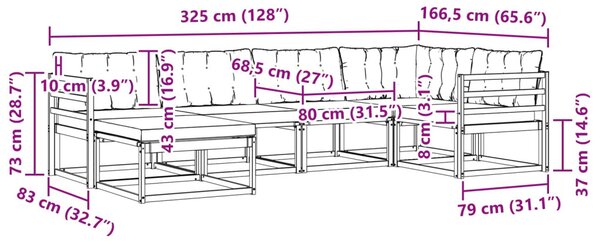 Kültéri kanapé szett 6 pcs Fehér és Világosszürke