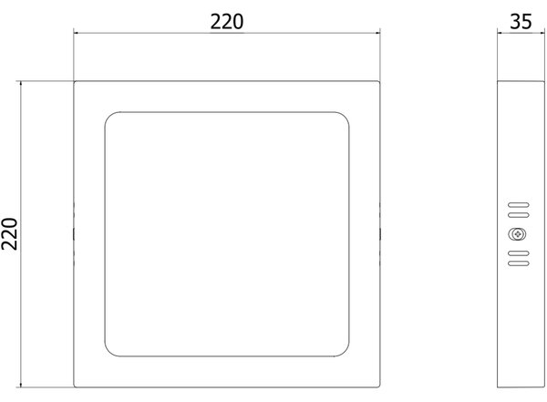 Mexen LDSS, LED mennyezeti lámpa, méret 22 x 22 cm, 18W, semleges - 4000K, 1440 lm, fekete - L213-022-1840-70